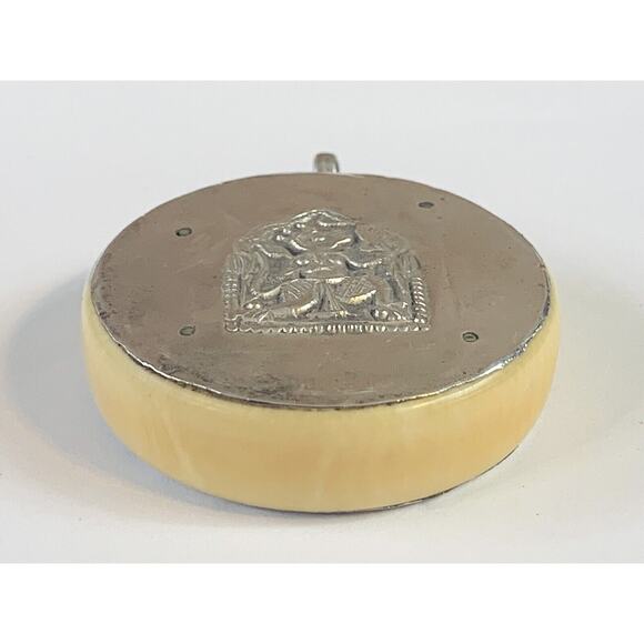 Rajasthan India Hindu Vtg Tribal Sterling Repousse Pendant Handmade Artisan - Picture 6 of 7